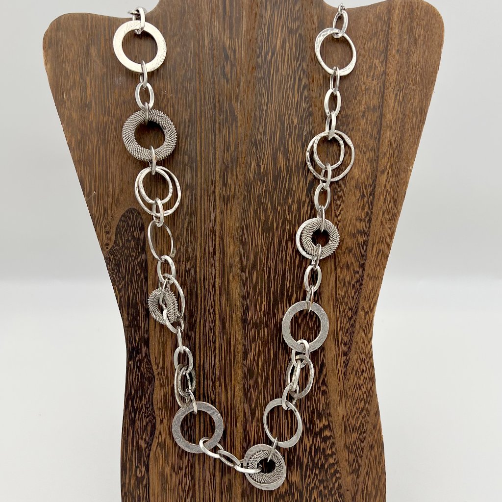 Silvertone Long Circle Chain Layering Necklace By Loft 10$